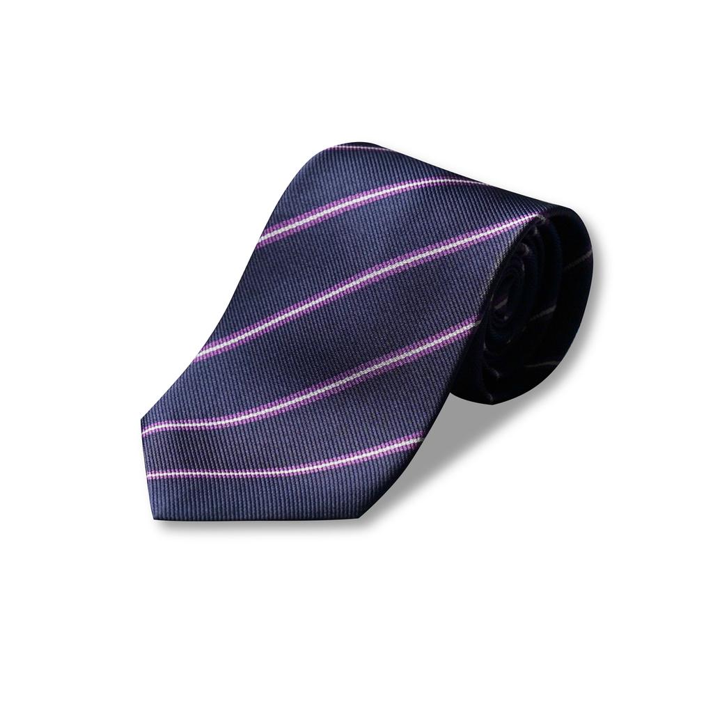 BANTS Hdr Silk Regimental Stripe Tie - Navy X Violet