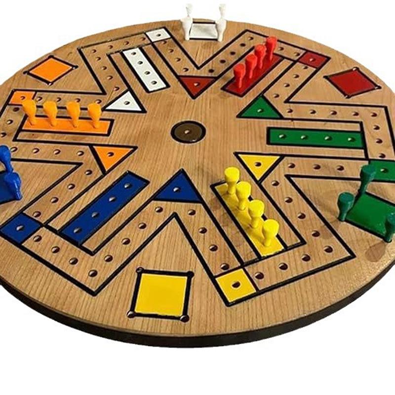 Board Game Classic Wooden Fast Track Desktop Game Flying Chess Painted Educational Toy 4 And 6 Players Family Games