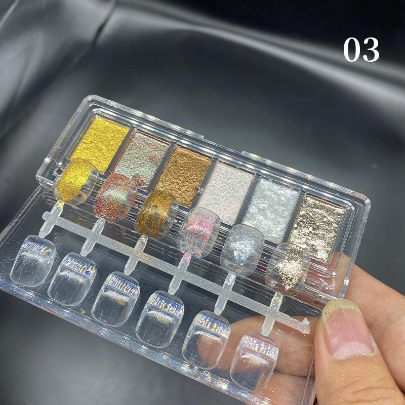 

Новая 6-цветная пудра Opal Buling Mud Fairy Powder, пудра для ногтей Solid State Magic Gradual Change Powder Super Flash Gold Foil Fairy Mud Powder 03