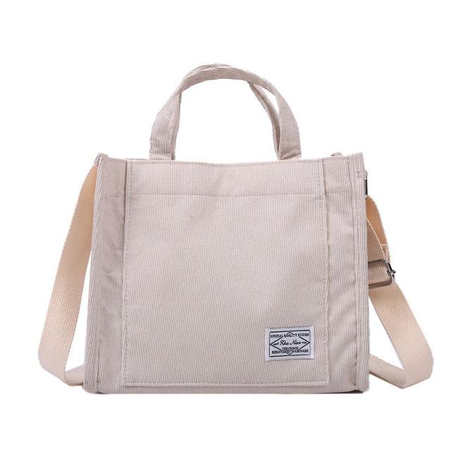 Corduroy Casual Women'S Tote Shoulder Bag Retro Art Canvas Crossbody Bags For Womencotton Zipper Handbags Luxury Designer