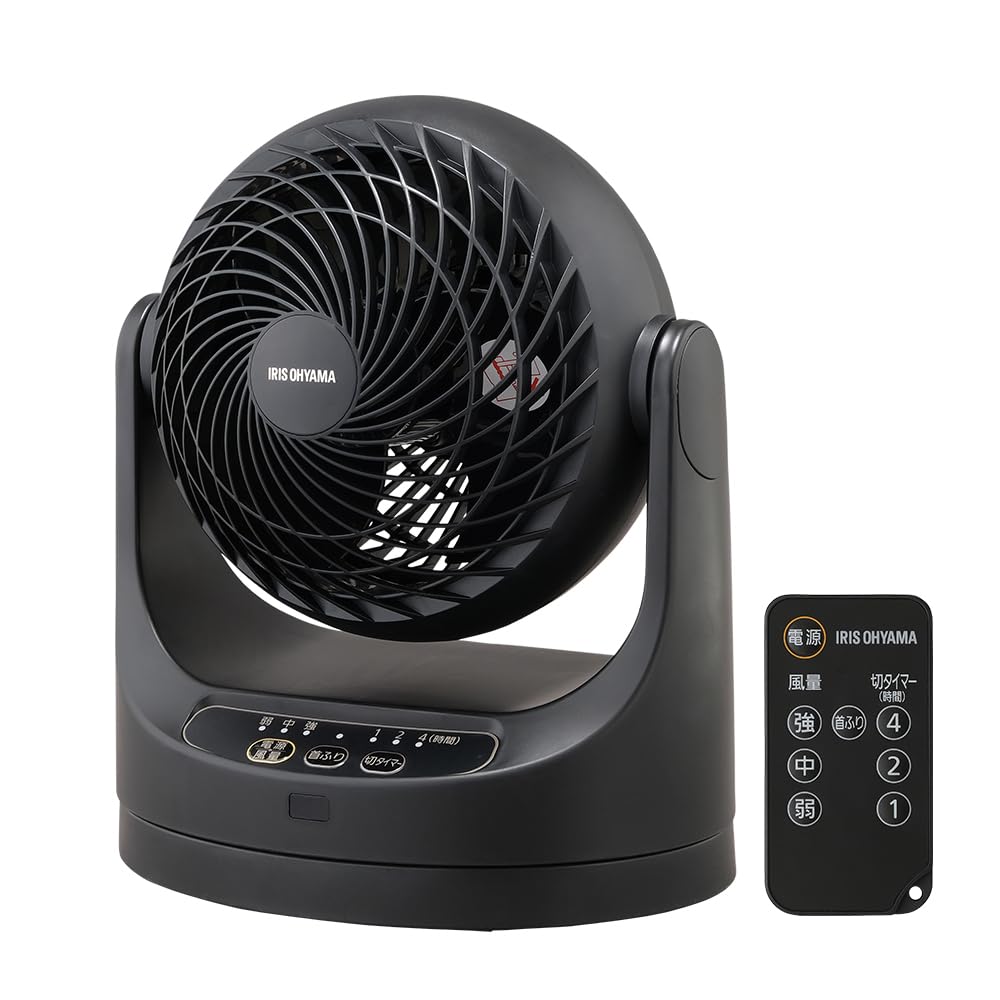 

Iris Ohyama Circulator 8 Tatami Remote Control Swing Macaron Shape Black PCF-MKC15-B чорний