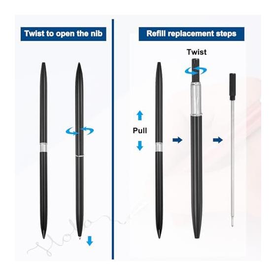 PATIKIL Slim Metal Ballpoint Pens, 12 Pack, Black Ink, 1mm Medium Point, Metallic Retractable, Lightweight, Smooth Writing, for Business, Office,