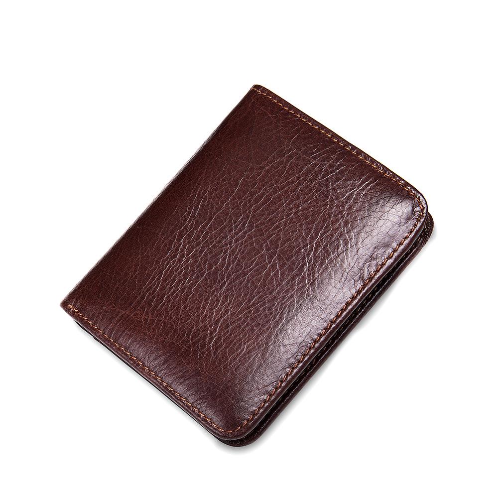 Handmade Genuine Leather Men's Wallet: Short Retro Card Holder & Coin Purse, Multi-Card Layer, Anti-Magnetic Cowhide Bag