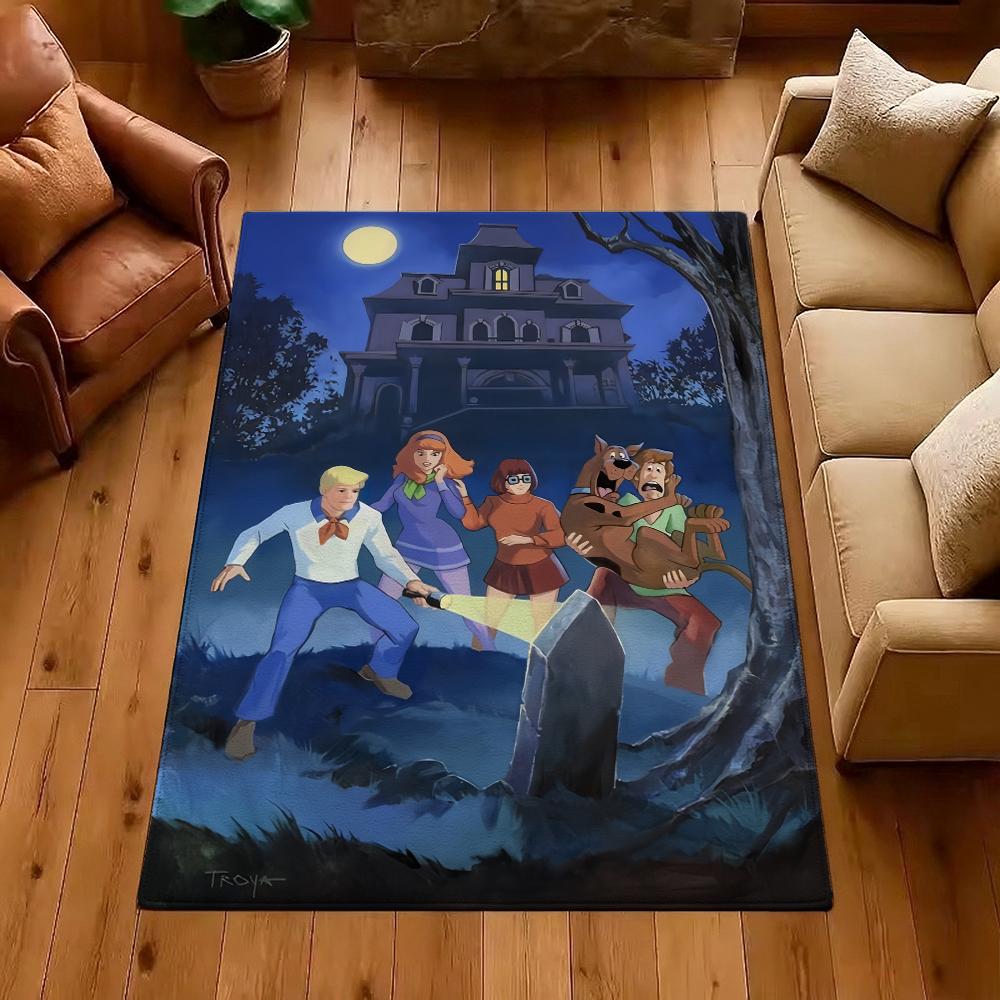 Scoobydoo Spooky Night Adventure Patterned Rug Soundproof Noisereducing Carpet For Bathroom Kitchen Home Party Decor Christmas Gift