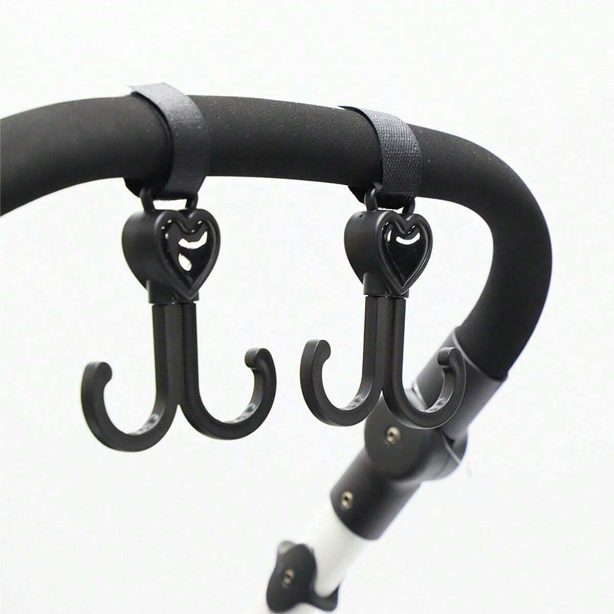 

Детская коляска с двумя крючками, вращающимися на 360 градусов, подвесная сумка-органайзер для подгузников, универсальная вешалка-клипса, аксессуары для колясок чёрный