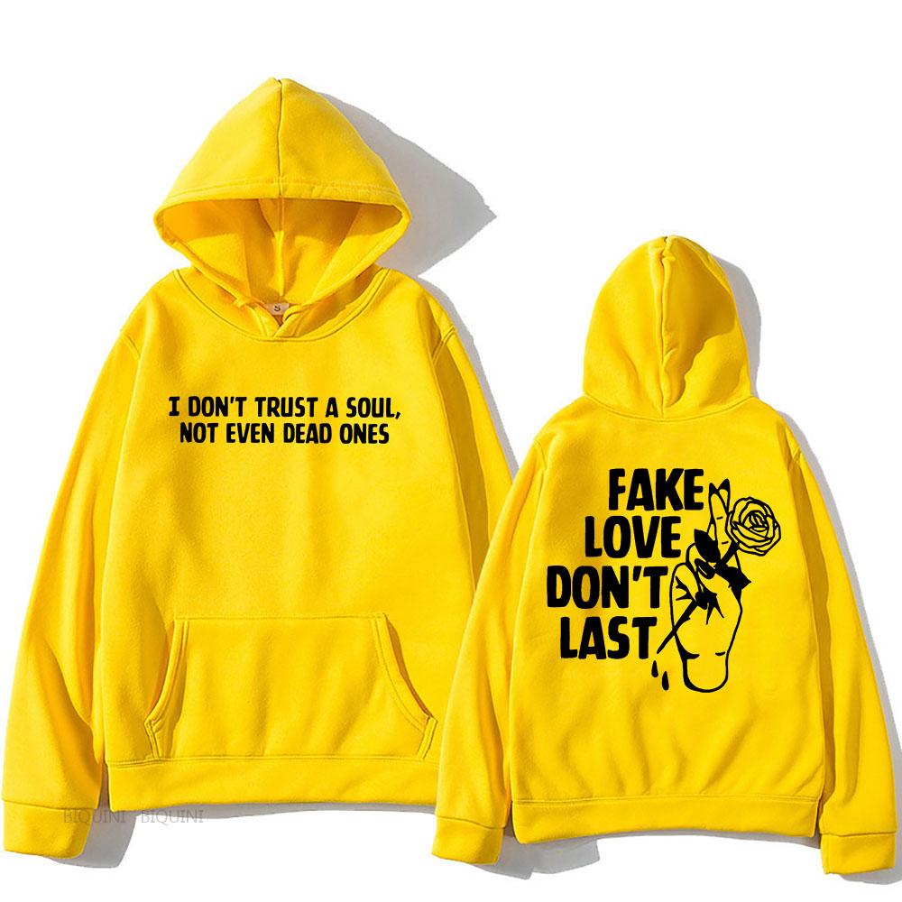 Fake Love Don't Last Hoodies Rapper Mgk Machine Gun Kelly Sweatshirts for Men/Women Hip Hop Graphic Printing Pullovers Hooded