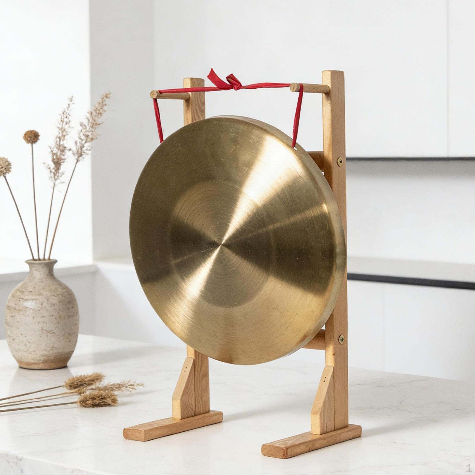 

Wooden Gong Stand up to 40cm Gongs Multifunctional Wind Chime Wood for Studios Tabletop