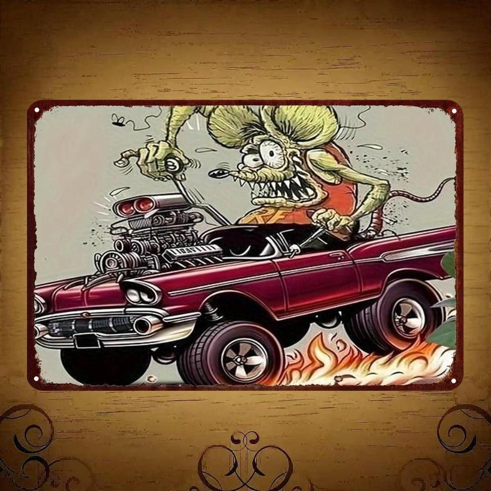 Vintage Metal Car Sign Decor Gift For Auto Lovers Garage Wall Art