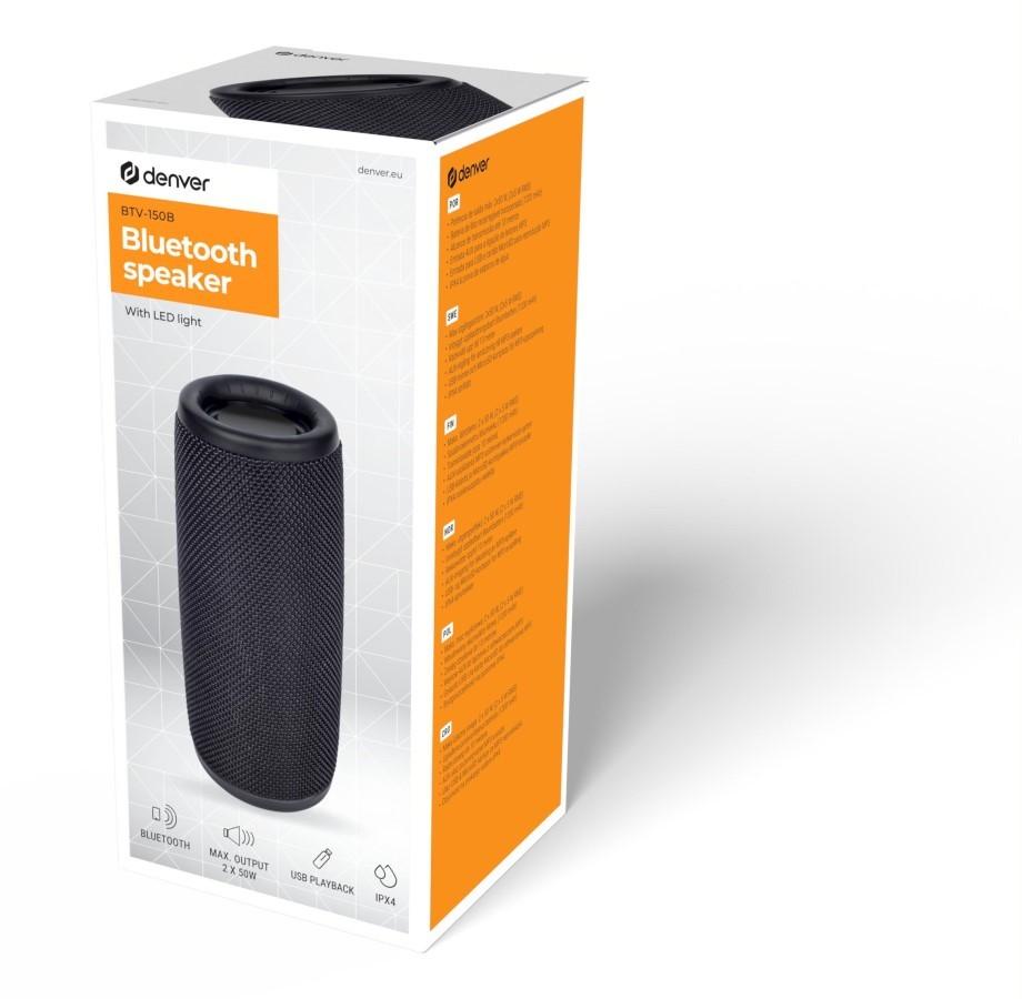 Bluetooth Speaker IPX4, USB/MicroSD Denver BTV-150B Black, Denver