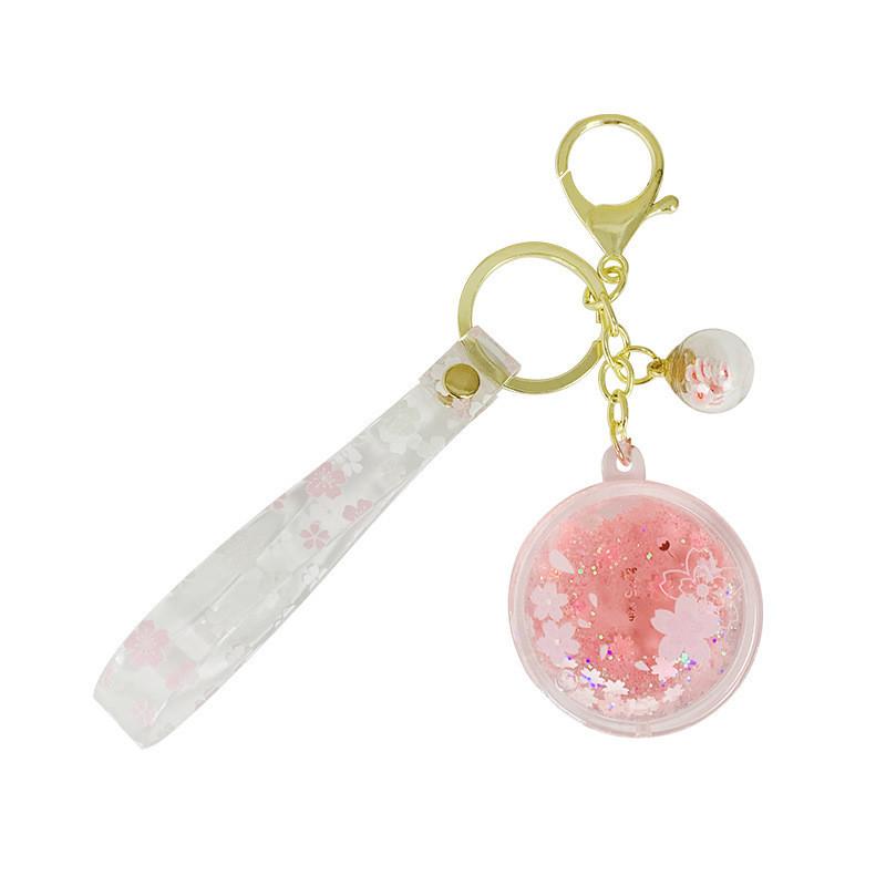 Cute Sakura Liquid Keychain Bag Charm Adorable Acrylic Accessory Birthday Gift