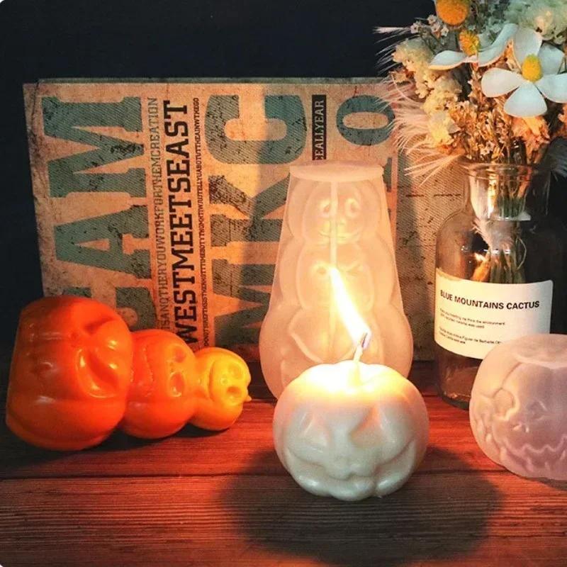 Halloween Kreativ Håndlaget Gresskarlys Silikonform DIY Lyslaging Såpe Resin Sjokolade Bivoksform Julegaver