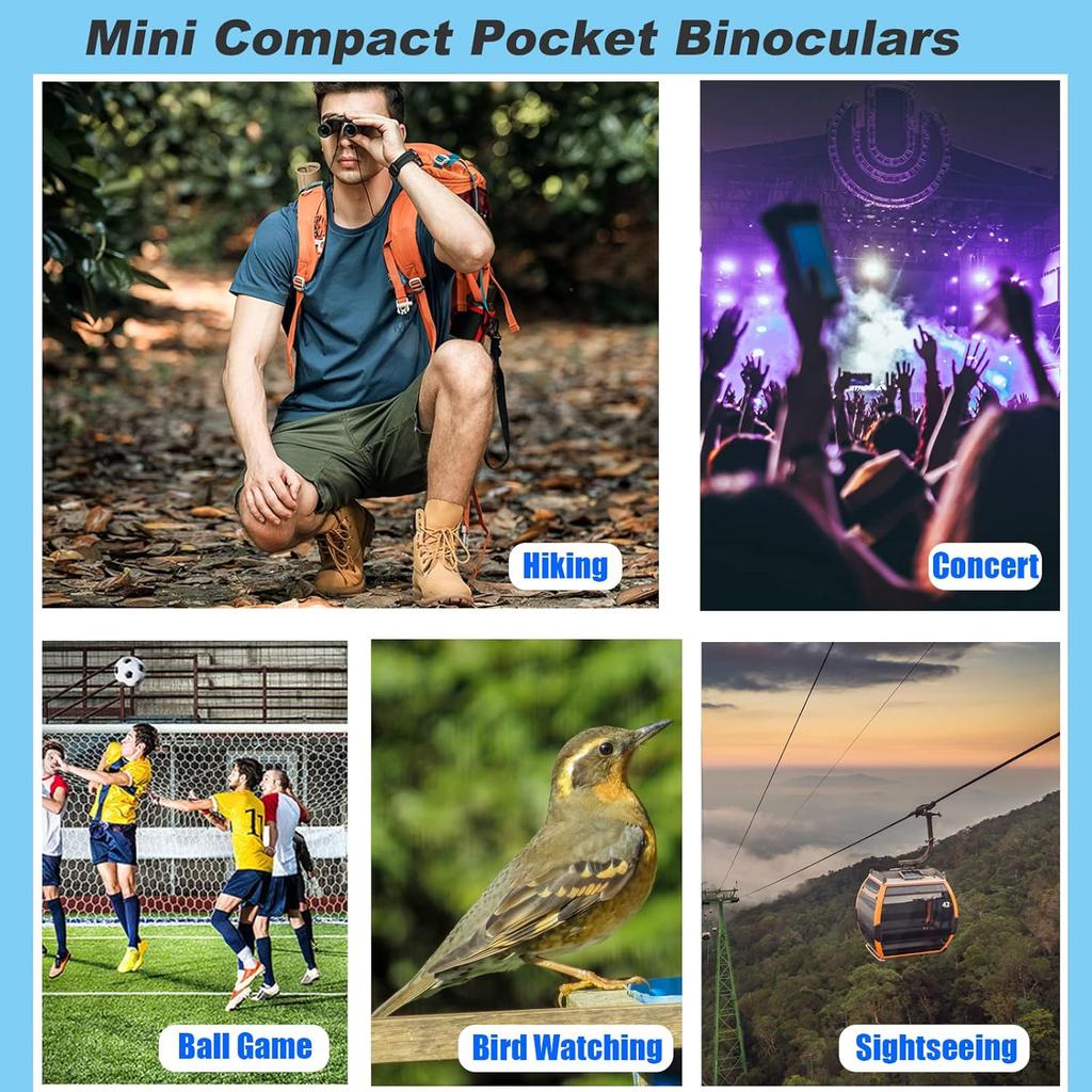 8x21 Mini Compact Pocket Binoculars, Lightweight for Adults Kids Bird Watching,Opera Concert, Travel, Hiking, Outdoor Scenery, Football Game