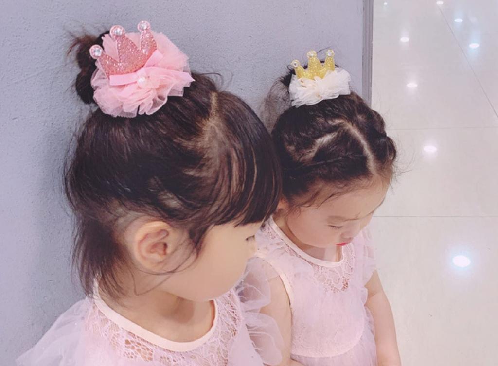 Aloala Tiara Crown Hair Ornament Hair Clip Hairpin for Girls (Silver, Gold, Pearl Ribbon, 2-Pack)