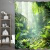 Grünes Blatt Wald Baum Grünzeug Grün Heilend Duschvorhang, Badezimmer Dekorativer Duschvorhang, Wasserdichter Duschvorhang mit