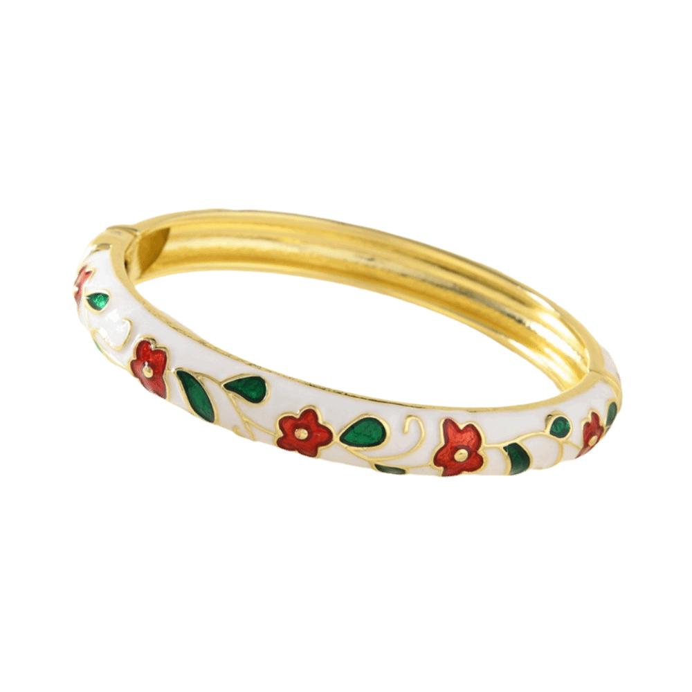Floral Motifs Cloisonne Bangle Zinc Zinc Zinc Alloy Dropped Glaze Bracelet  Party Jewelry