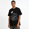 Vintage Blue Haze Bear Print T-shirt with Inspirational Slogan Unisex Loose Casual Top Pure cotton T-shirt