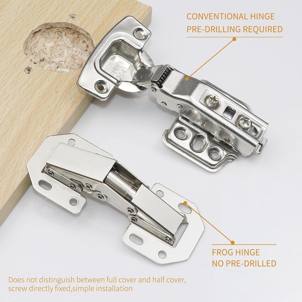 2-Pack Hidden Hinges for Cabinet Doors Frameless,90 Degree Concealed Cabinet Hinges, Surface Mount Hinges