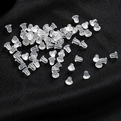 100Pcs Clear Soft Plastic Earring Findings Back Stoppers Earnuts Safe Tool