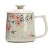 Hand-painted Peach Blossom Ceramic Mug with Lid Coffee Milk Water Cup Household Tea Cup Office Drinkware