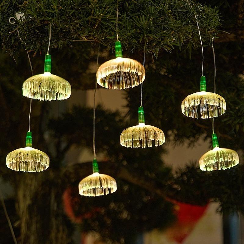 Solar Festoon LED Jellyfish Chandeliers Fiber Optic String Lights Restaurant Wedding Party Garden Tree Decorative