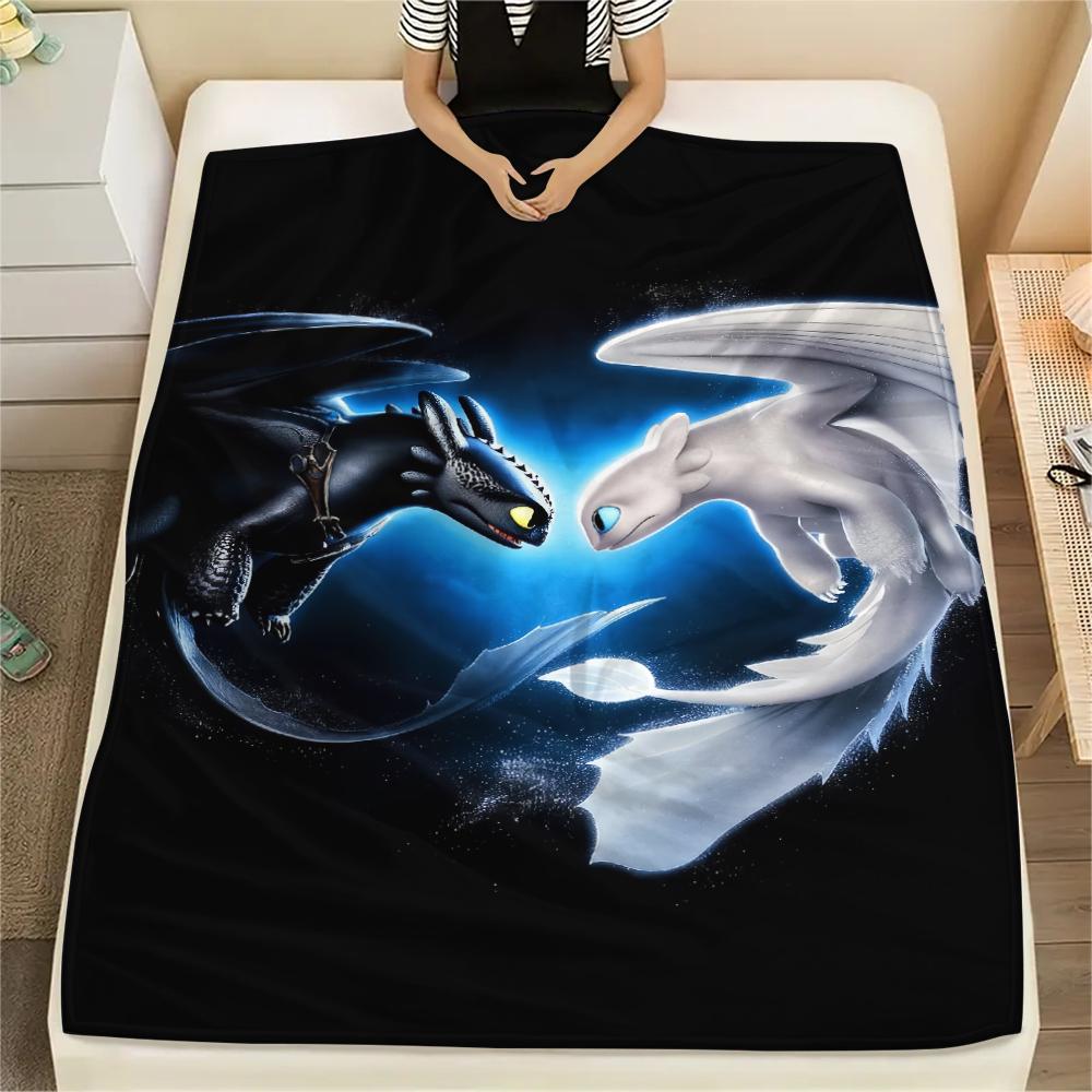 

How to Train Your Dragon Toothless & Light Fury (2) Blanket, HTTYD Fan Soft Throw, Great Gift.chl 75x90cm