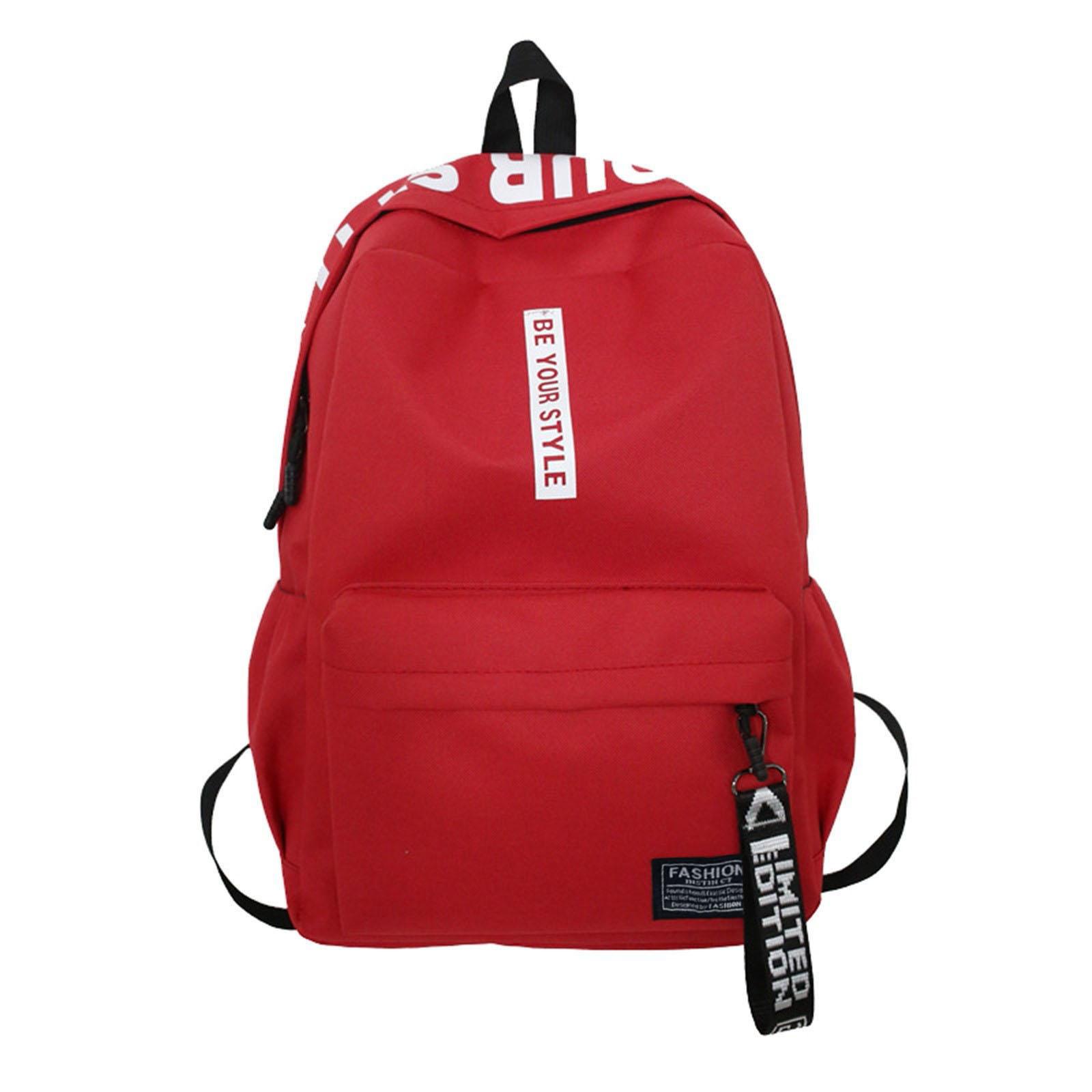 Large Capacity Color Nylon Casual Backpack School Bag One Size красный
