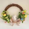 Easter Wreath for Front Door Home Decorations Photoshoots Bowknot Wreath Hanging Decor Easter Rabbit Wreath Ornament