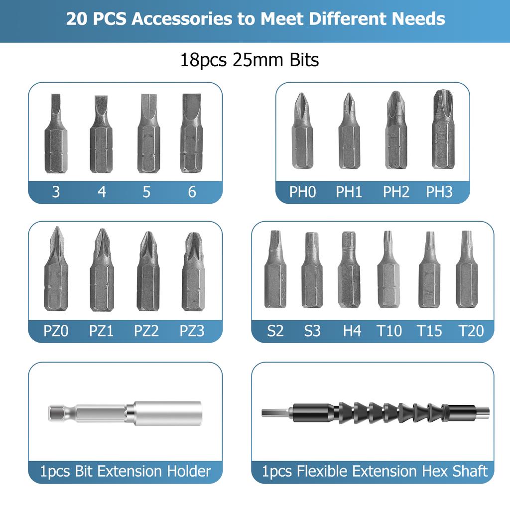 Electric Cordless Screwdriver Small 3.6V Small Screwdriver Set with 5N.m Max Adjustable Torque for Daily and Light Industrial