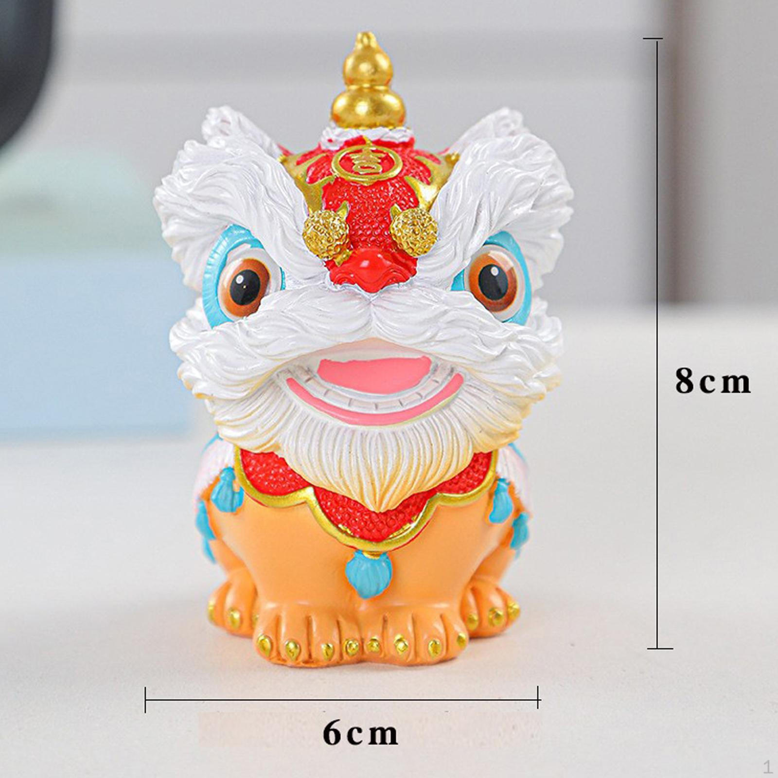 

Китайская статуя танца льва, скульптура животного, креативное украшение, традиционный орнамент для книжной полки красный