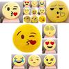 Charming 13" Yellow Round Emoji Pillow With Cute Fun Design And Soft Plush Material
