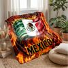 Mexico footbal Printed Flannel Blanket Skin Friendly Warm Decorative Throw for Indoor Couch Bed Daily Use