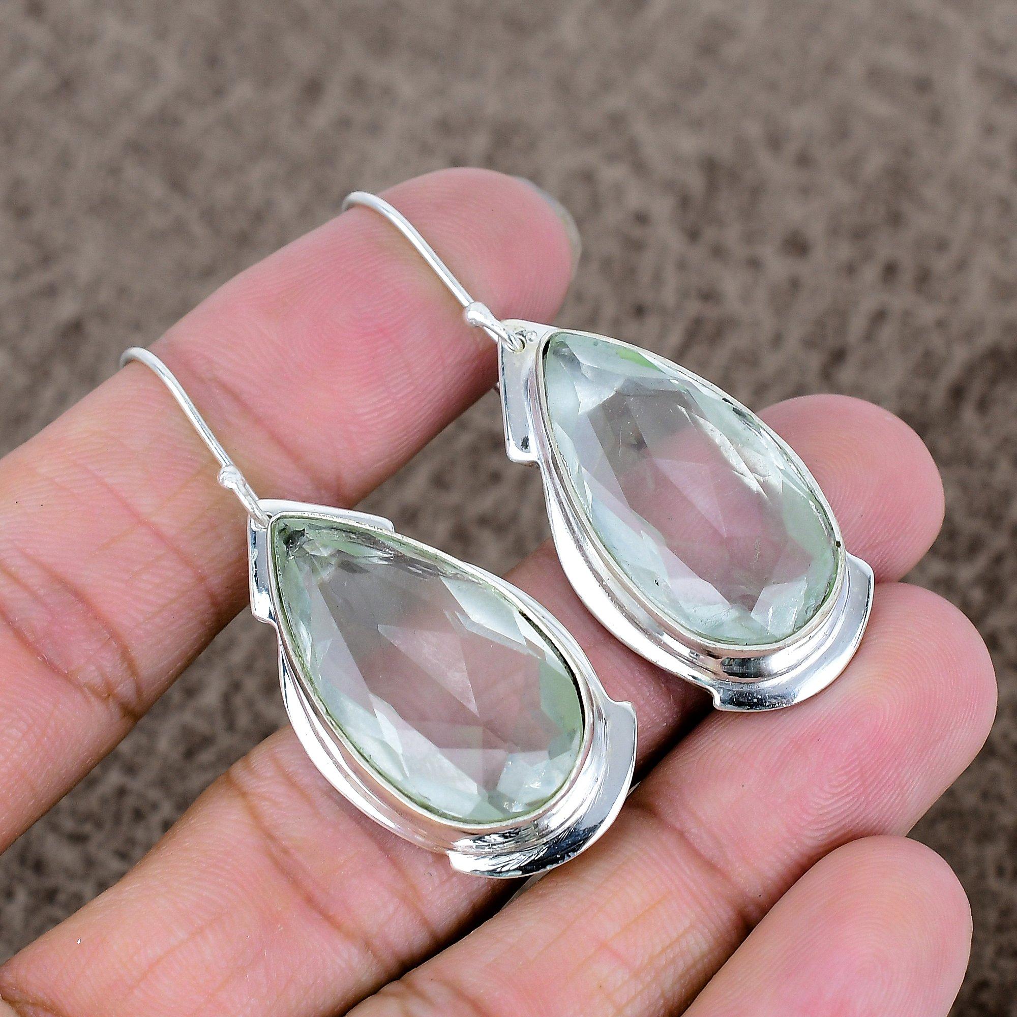

White Topaz Gemstone Handmade 925 Sterling Silver Jewelry Earring 2.17 KKG-609