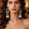 Bohemian Ethnic Pearl Tassel Earrings with Indian-Style Bells and Niche Crystals