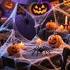 Dekoracje Halloween Pajęczyny Ze Sztucznymi, Super Rozciągliwe Pajęczyny na Halloweenowe Zaopatrzenie na Imprezę Wewnętrzną i Zewnętrzną Dekoracje na Bramę Garażową