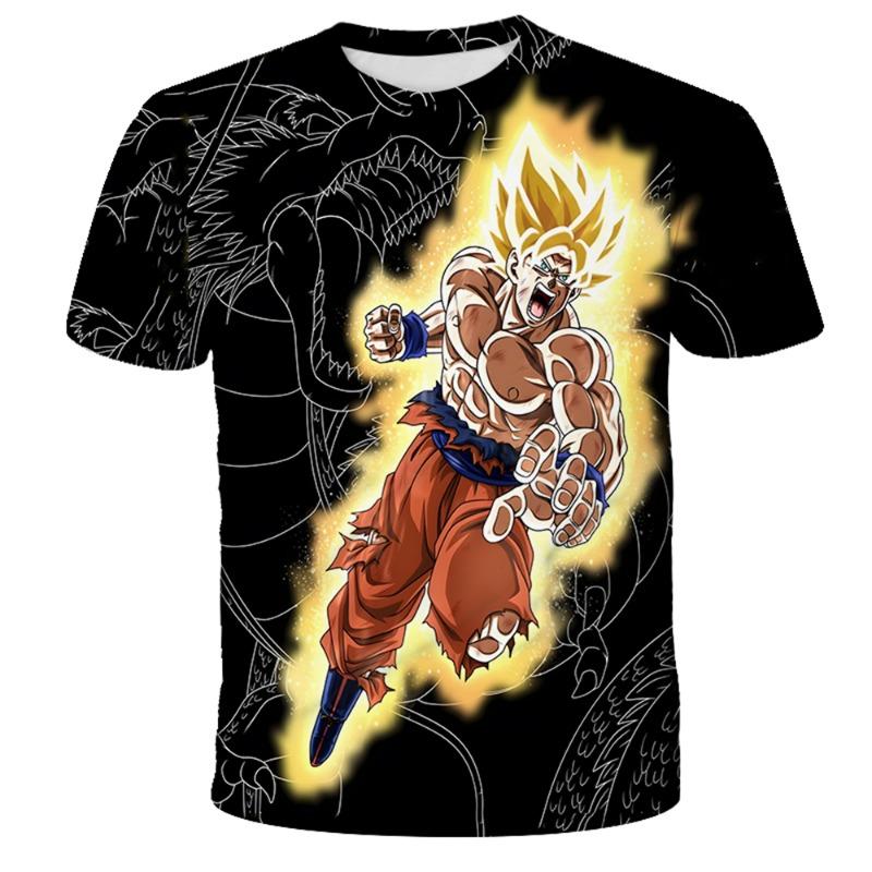 Camiseta Infantil Estampado 3D Son Goku Dragon Ball Verano Moda Casual Unisex Ropa Infantil Camisetas Tops