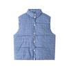 Blue Plaid Down Cotton-padded Vest Women Wear Bread Cotton-padded Outerwear for Winter Warmth