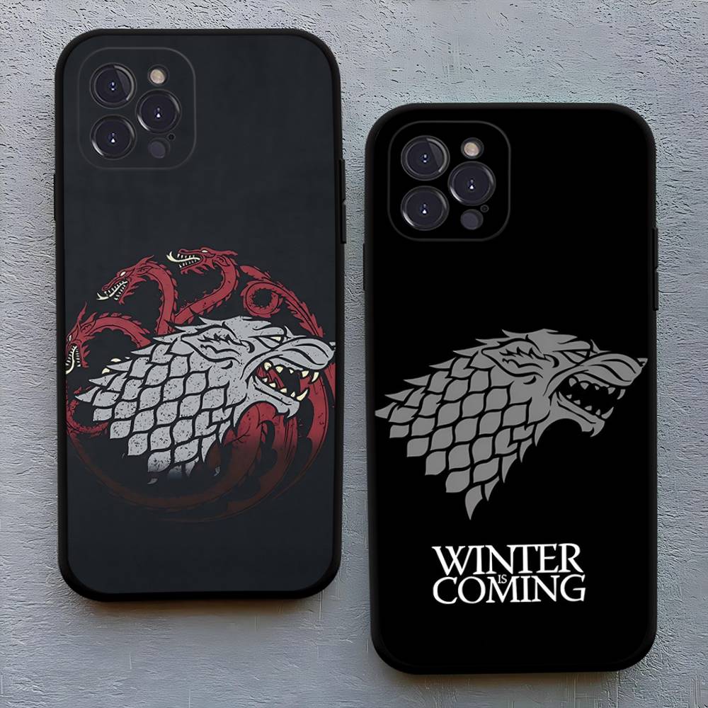 Custodia Nera in Silicone con Fantasia Logo Cool di Game of Thrones Per iPhone 17 Air 16 15 14 13 12 11 Pro Max Plus Retro in TPU