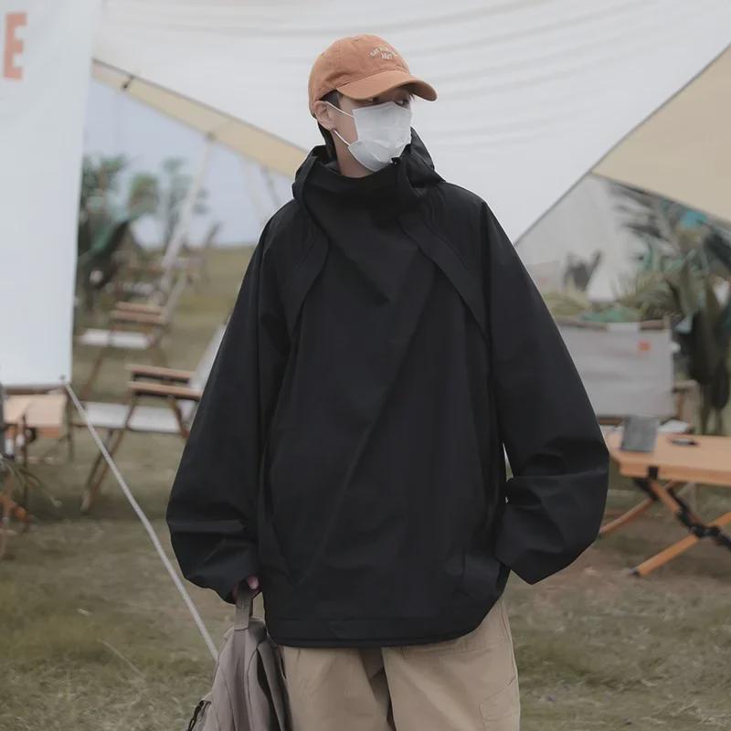 Pánská trendy černá bunda Warrior s kapucí – větruvzdorná a voděodolná, ideální na jaro a podzim