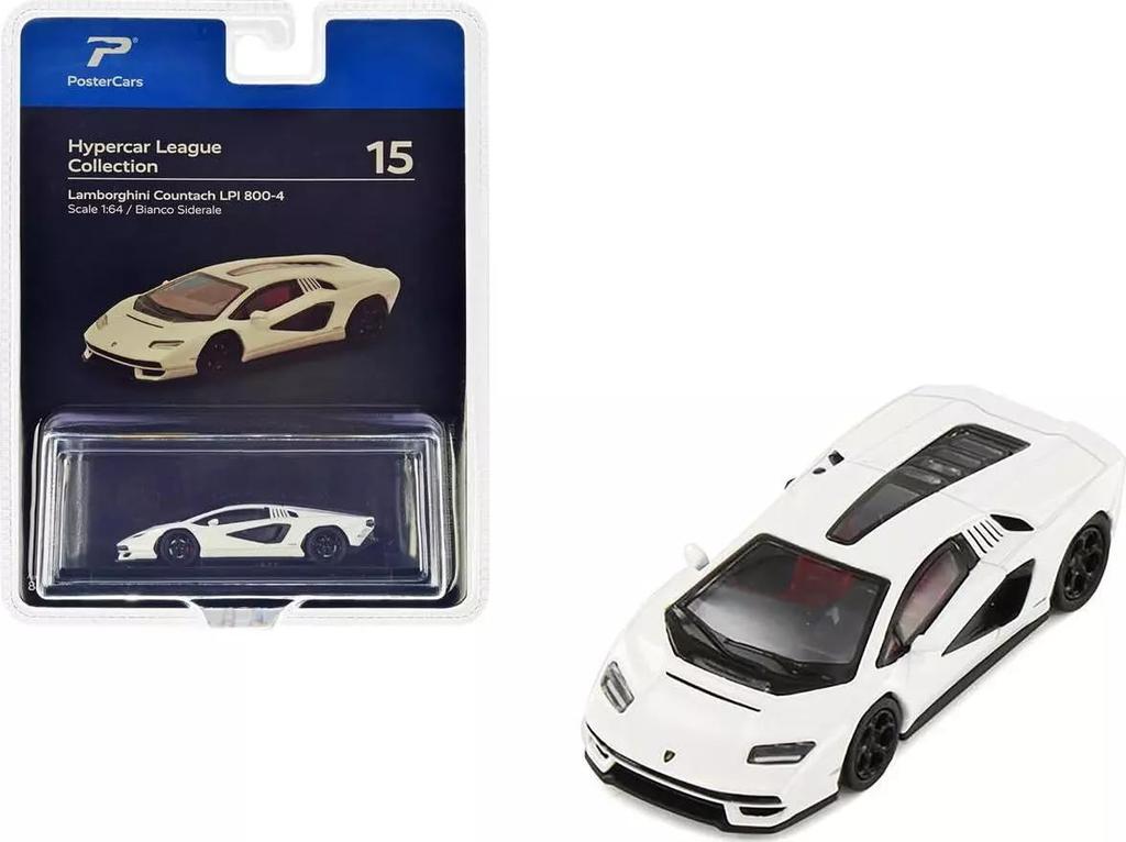 PosterCars Lamborghini Countach White PosterCars Lamborghini Countach Hypercar League Collection Diecast Car 1/64 LPI800-4 [Used]