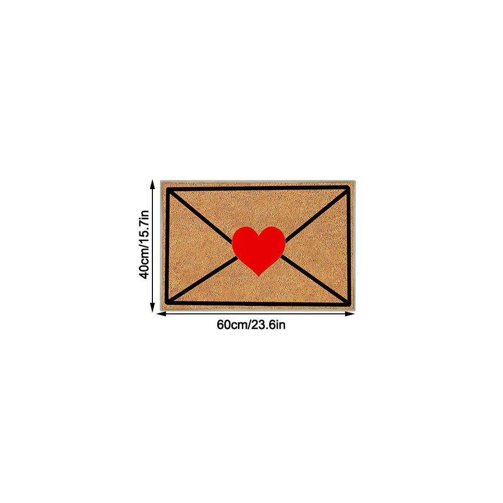 

Envelope Heart Valentine Rug Crystal Velvet Wear-Resistant Door Mat Red Love Heart Welcome Floor Mats