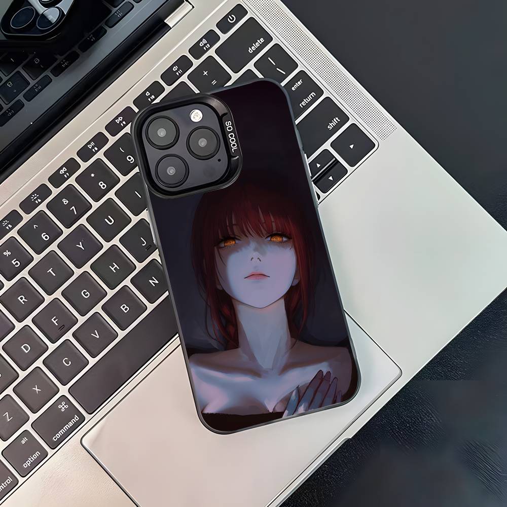 Anime M-Makima Phone Case For iPhone 17,16,15,14,13,12,11,Pro,XS,Max,Plus,Mini,SE4,E Black Matte Shockproof Cover