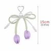 Handmade Tulip Pendant Cartoon Heart Bag Charm Trendy Pearl Tulip Keychain  Car Accessory