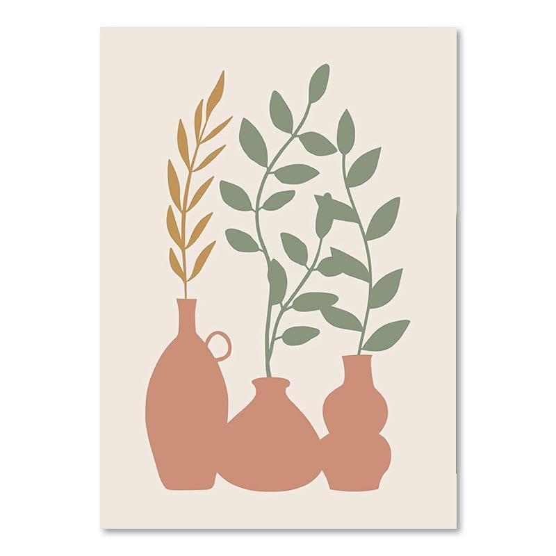 

Абстрактные пейзажные постеры в стиле бохо, солнечные листья, холст, живопись, геометрические линии, настенные художественные картины с растениями для гостиной, домашний декор 40x50cm No Framed