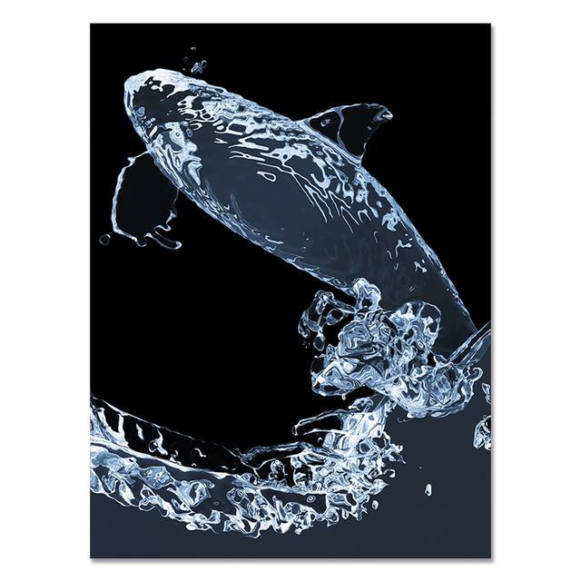 Abstract Water Drop Ocean Wave Fish Canvas Painting Whale Shark Posters Nordic Wall Art Pictures for Living Room Home Decor