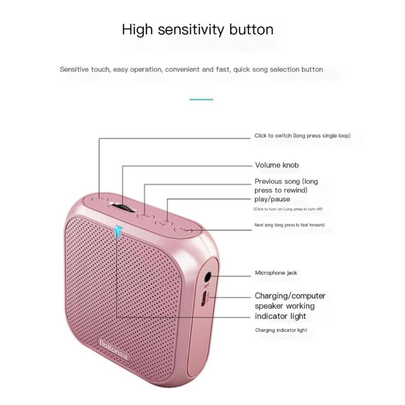 Headworn Microphones Loudspeaker Rechargeable Waist Clip Amplifiers with Long Battery for Teachers and Guides