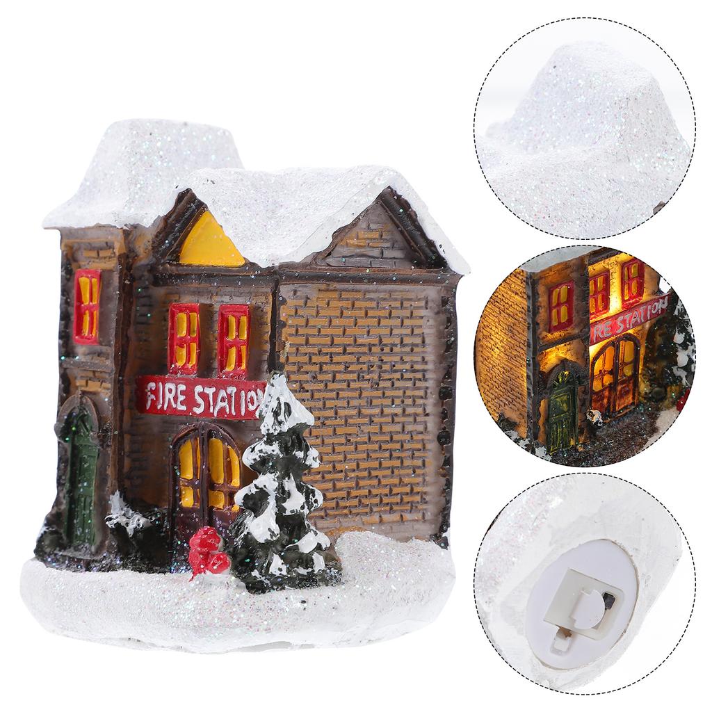 1Pcs Small House Ornament Resin Christmas Decor Miniature Home Decoration for Tree Cabinet Desk Festival Atmosphere Gift