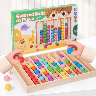 Holz-Früherziehungs-Power-Farbkugel-Heimkehrspiel für Kinder, Kindergarten-Farbklassifizierungs-Kognitions-Praxisfähigkeitstrainingsspielzeug