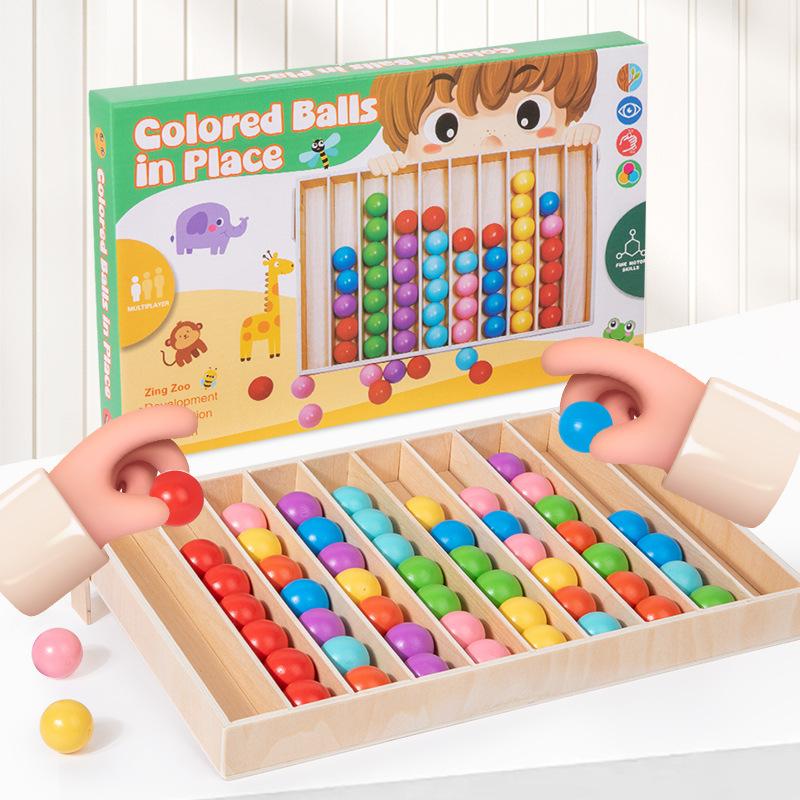 

Wooden children s early education power color ball homing game kindergarten color classification cognitive hands-on ability training toy