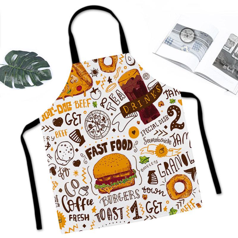 Cartoon Linen Stain-Proof Apron for Home, Parent-Child, Work & Restaurant Use
