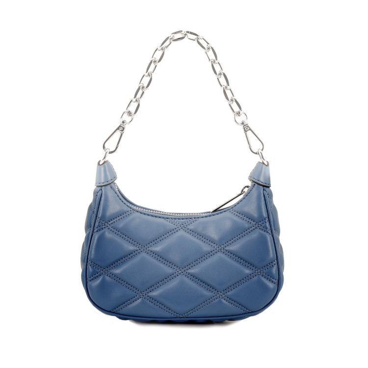 Michael Kors Quilted Design Silver Hardware Accessory Polyurethane Blend Handheld Crossbody Shoulder Bag Women Bags Blue 35H3S4CC5UTEAL